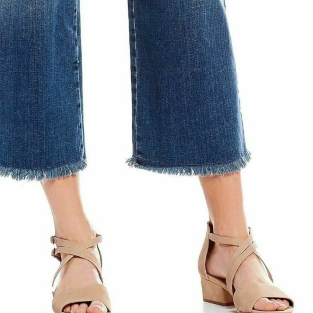 NEW Eileen Fisher women Sandals Kyra tan Nubuck Leather Open Peep Toe Size 7.5 - Picture 2 of 13